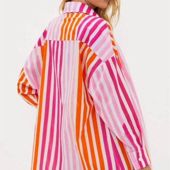 NWOT Beach Riot Oversized Alexa Stripe Top Lrg Colorful Preppy Vacay Beach Happy - Picture 2 of 12